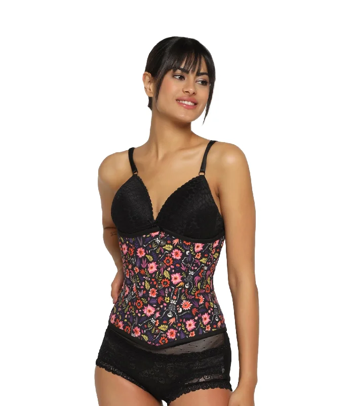 workout women bustiers and corsets supportIkat printed waist reducing  underbust corset
