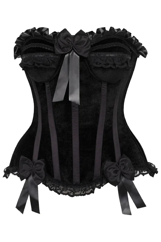 satin fabric women bustiers and corsetsTop Drawer Black Velvet Steel Boned Burlesque Corset