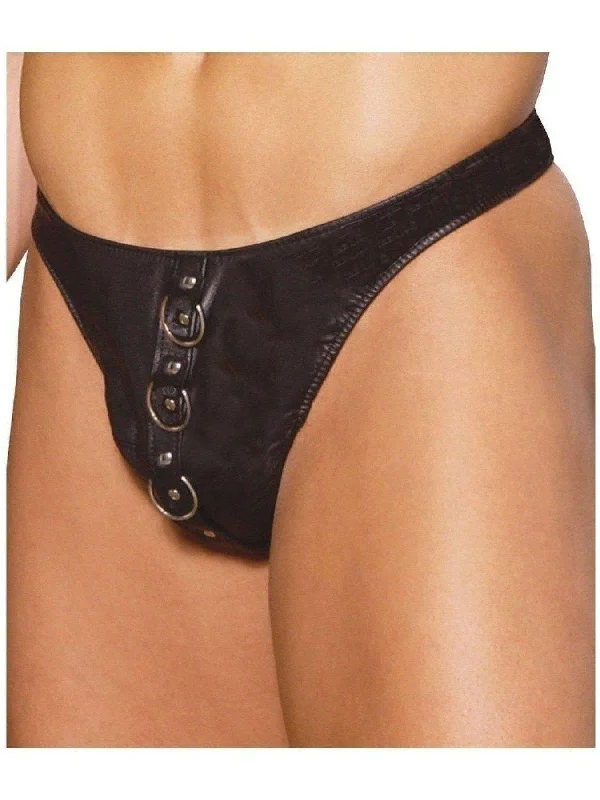anti - static women thongs for reducing static clingElegant Moments L9140-L9140X Men's Leather Thong with Rings
