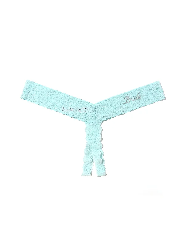maternity women thongs for pregnant women's comfortPlus Size Bride Crystal Crotchless Thong Celeste Blue