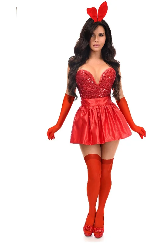 underbust corsets for women fashionTop Drawer 5 PC Premium Red Bunny Corset Costume