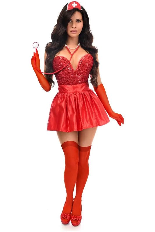 back lacing women bustiers and corsetsTop Drawer 5 PC Premium Nurse Corset Costume