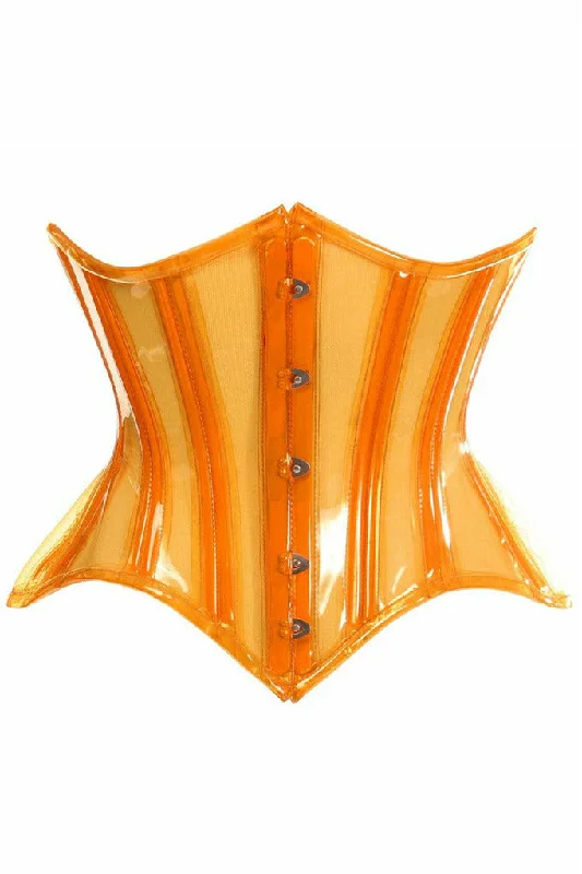 Women's Satin Sleepwear Lingerie Orange Clear Curvy Underbust Waist Cincher Corset