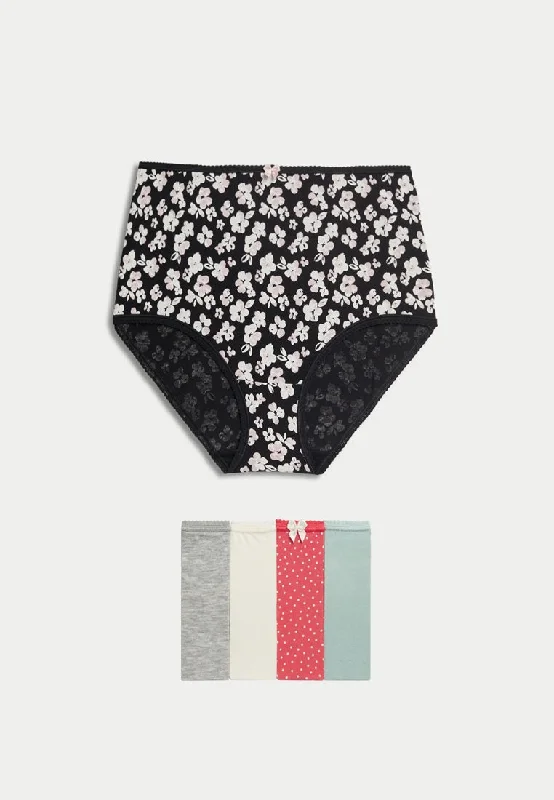 cotton women briefs for maximum absorbency5pk Cotton Lycra™ Printed Full Briefs