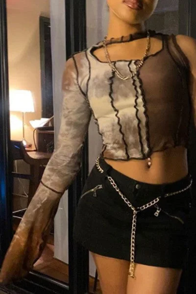 Printed Bodysuits with Floral Patterns for a Feminine Vibeside one-shoulder long-sleeved navel top Printed Bodysuits with Floral Patterns for a Feminine Vibeside one-shoulder long-sleeved navel top