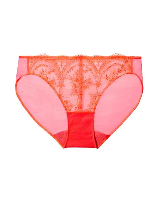 printed women bikini briefs with floral patternsSeverine Bikini Brief in Neon Coral by Dita Von Teese