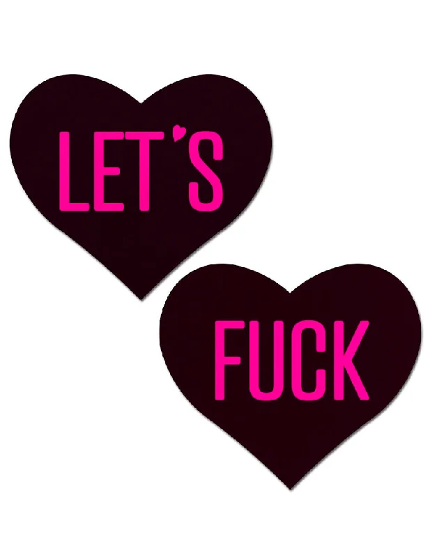 Elegant French Lace Lingerie for Women Pastease HRT-FUK "Let's Fuck" Black Heart Nipple Covers