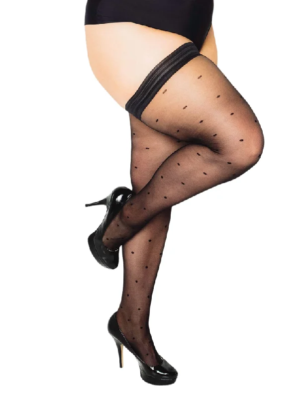 Women's Everyday Wear Lingerie Glamory Hosiery Hold Ups 50503 Dotty30 Black