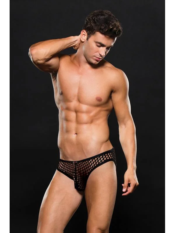 balconette style women bikini briefs for a unique lookEnvy Modern Fishnet Bikini Black L/XL