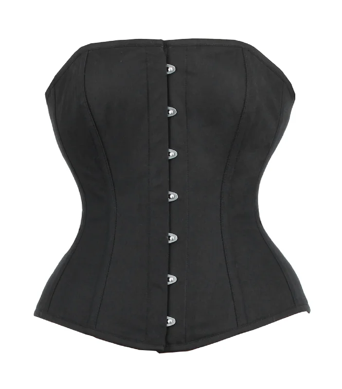 stretchy women bustiers and corsetsBlack Cotton  Long Line Overbust Corset