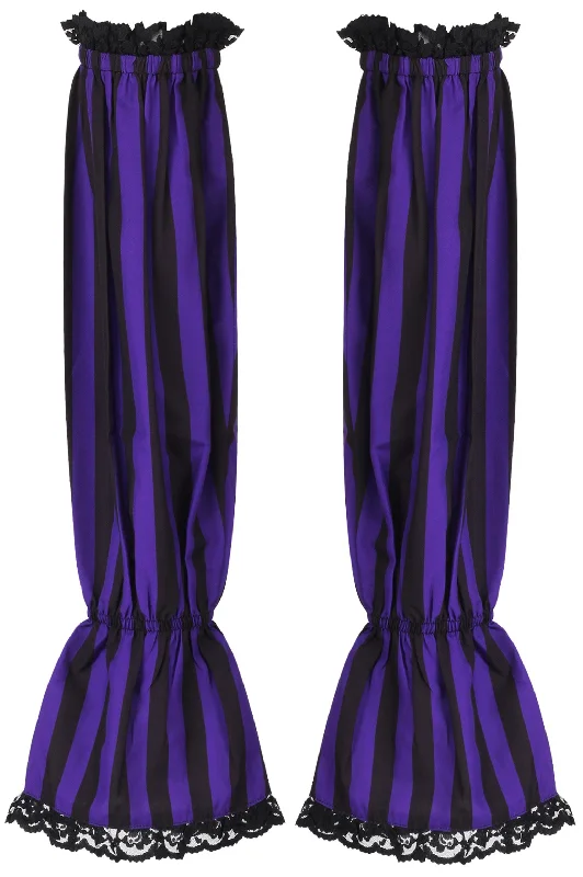 mesh women bustiers and corsetsBlack/Purple Striped Smocked Sleeves