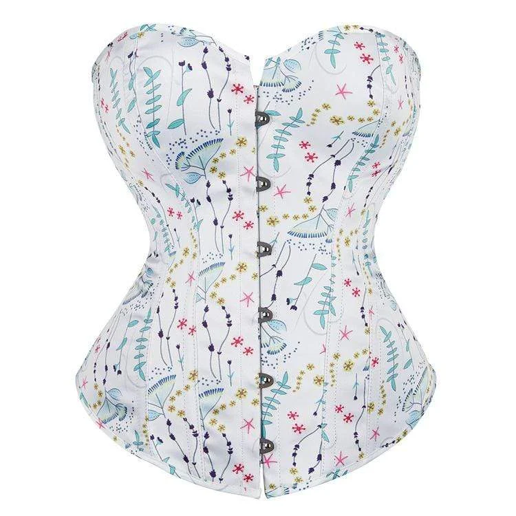 longline women bustiers and corsetsWomen's Gothic Strappy Floral Printed Overbust Corset