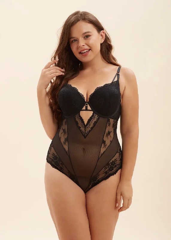 Organic Cotton Bodysuits for an Eco - Friendly and Comfortable OptionWENDIE Plus Sexy Push-Up Black Mesh Recycled Lace Bodysuit Organic Cotton Bodysuits for an Eco - Friendly and Comfortable OptionWENDIE Plus Sexy Push-Up Black Mesh Recycled Lace Bodysuit