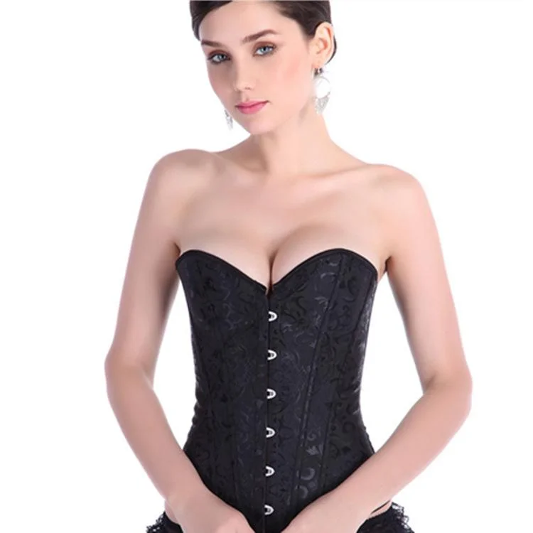 minimalist women bustiers and corsetsWomen' Gothic Jacquard Overbust Corsets With T-bak