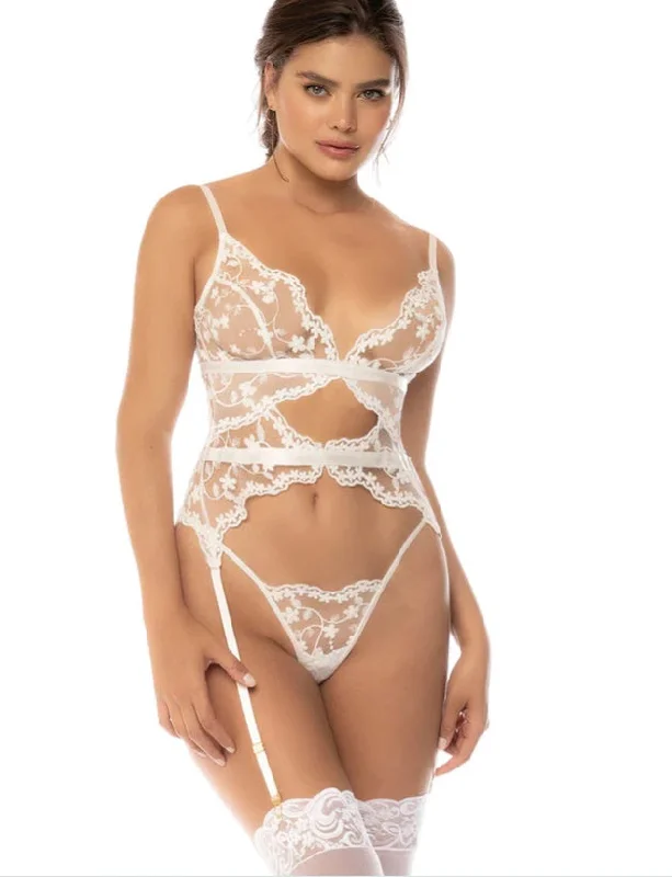 Women's Sheer Lingerie Nightgowns Belle Amour Basque Set