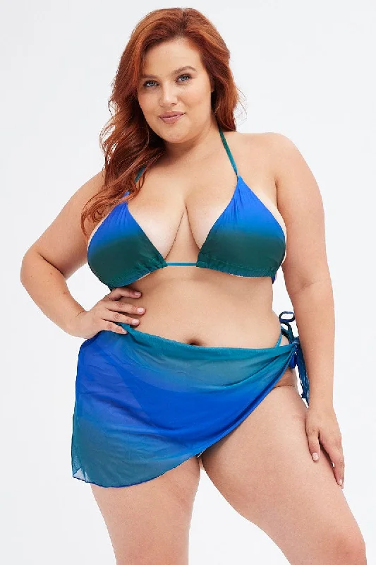 push up women bikini briefs for enhanced curvesBlue Tie Side Bikini Set