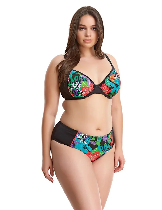 seamless silk - lined women briefs for a smooth and soft feelElomi Cubana ES7094 Black Mid Rise Brief Swimwear