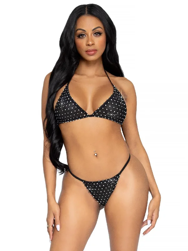 solid color women bikini briefs in pastel shadesMesh Rhinestone Bikini with Fishnet Overlay Black