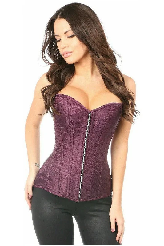 custom fit women bustiers and corsetsTop Drawer Plum Brocade Steel Boned Corset