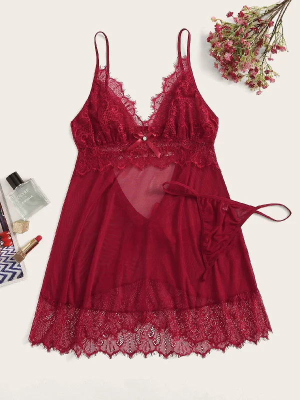 anti - static women thongs for reducing static clingFloral Lace Cutout Slips With Thong