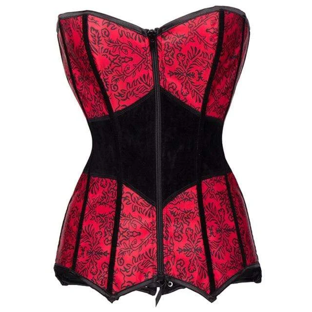 overbust women bustiers and corsetsWomen's Gothic Floral Printed Strappy Red Corsets