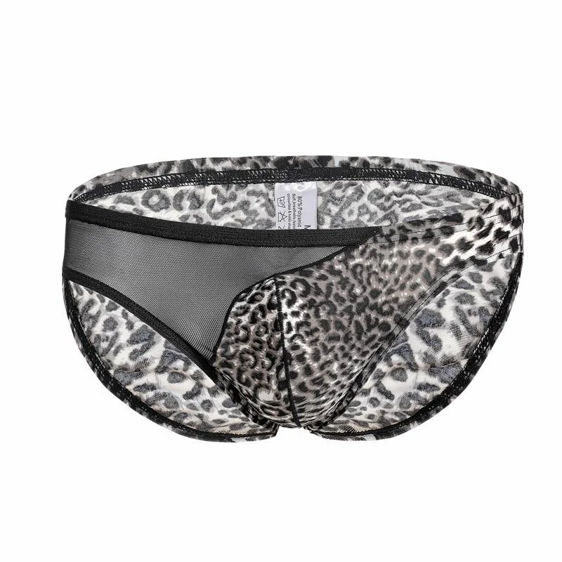 seamless push - up women briefs for a natural liftLeopard Print Side Mesh Briefs