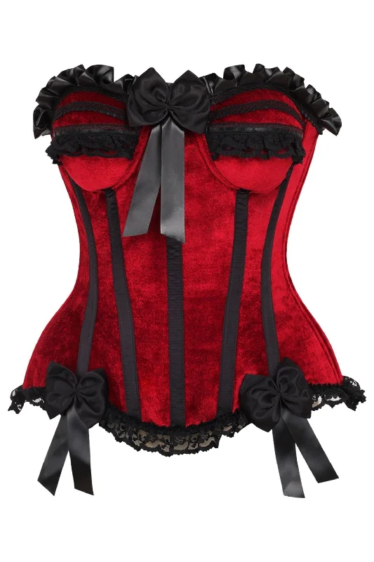 strapless women bustiers and corsets styleTop Drawer Dark Red Velvet Steel Boned Burlesque Corset