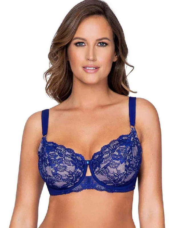 Sexy Lingerie for Women with Stockings Parfait Marion P5392 Lapis Blue Balconette Bra