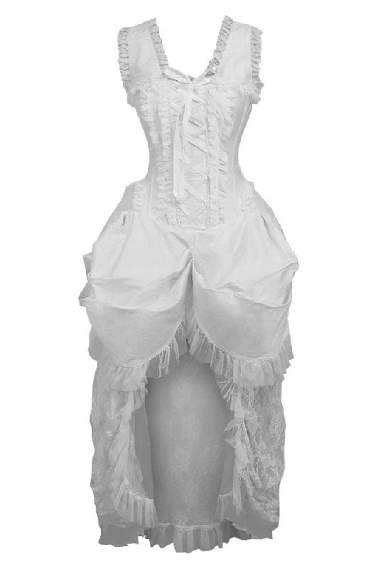 cheap women bustiers and corsets onlineTop Drawer Steel Boned White Lace Victorian Bustle Corset Dress