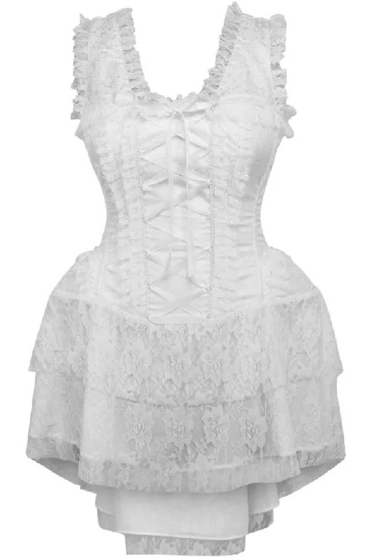 steampunk women bustiers and corsetsTop Drawer Steel Boned White Lace Victorian Corset Dress