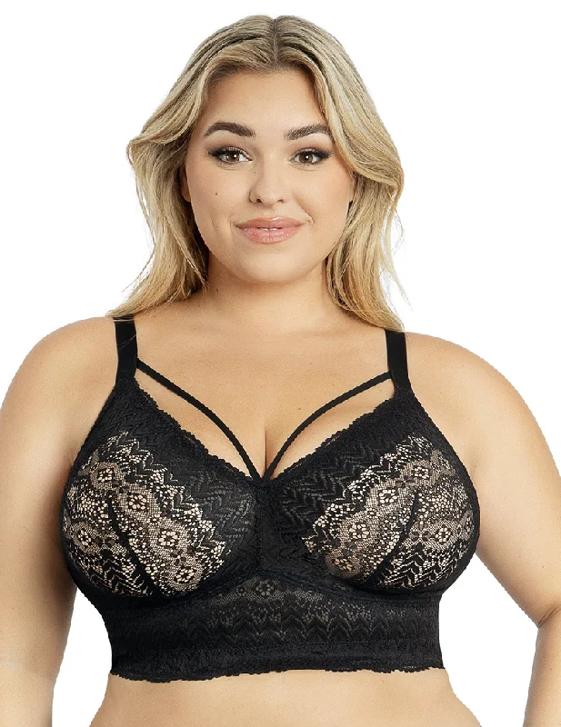 Women's Sheer Lingerie Nightgowns Parfait P5951 Mia Lace Black Wire-free Padded Lace Bralette