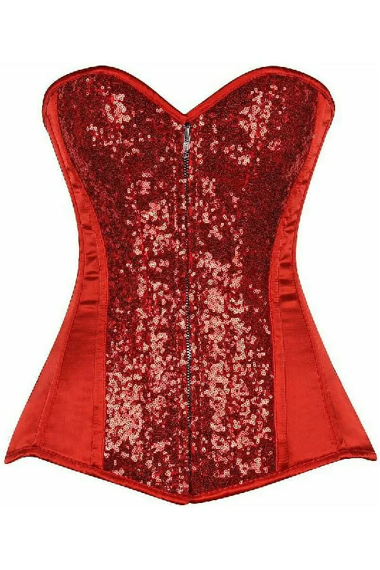 evening wear women bustiers and corsetsTop Drawer Red Sequin Steel Boned Corset