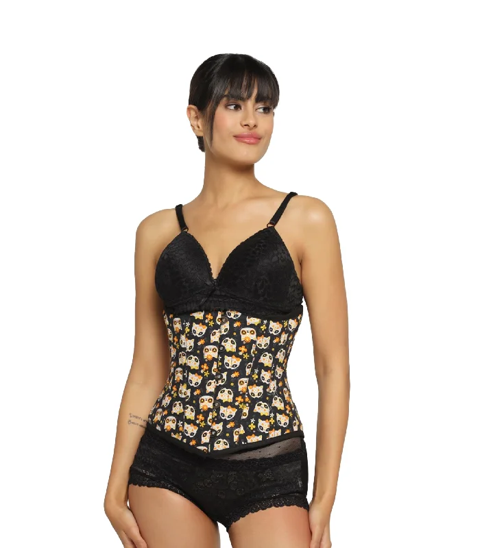 underbust corsets for women fashionCat printed waist reducing  underbust corset