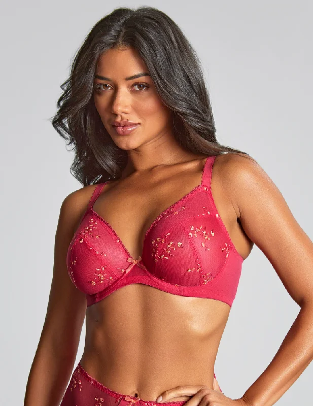 Women's Satin Sleepwear Lingerie Panache Meadow 10976 Raspberry Plunge Bra