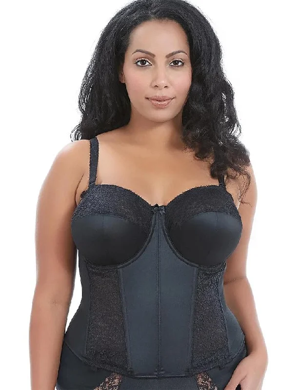 Women's High Waist Lingerie Bodysuits Goddess Adelaide GD6662 Black Underwire Basque/Longline