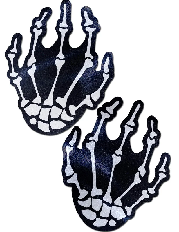 Affordable Lingerie for Women Pastease SKH-BK White Boney Skeleton Hands Nipple Covers