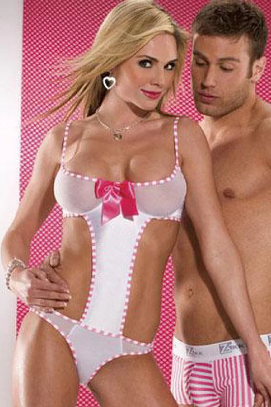 Women's Everyday Wear Lingerie Pink Striped Teddy