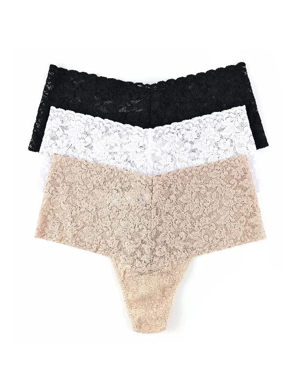 seamless organic cotton women thongs for sustainable living3 Pack Retro Lace Thong Exclusive