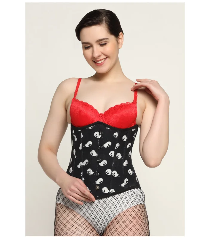 bridal women bustiers and corsetsUgly ghost printed waist reducing underbust corset