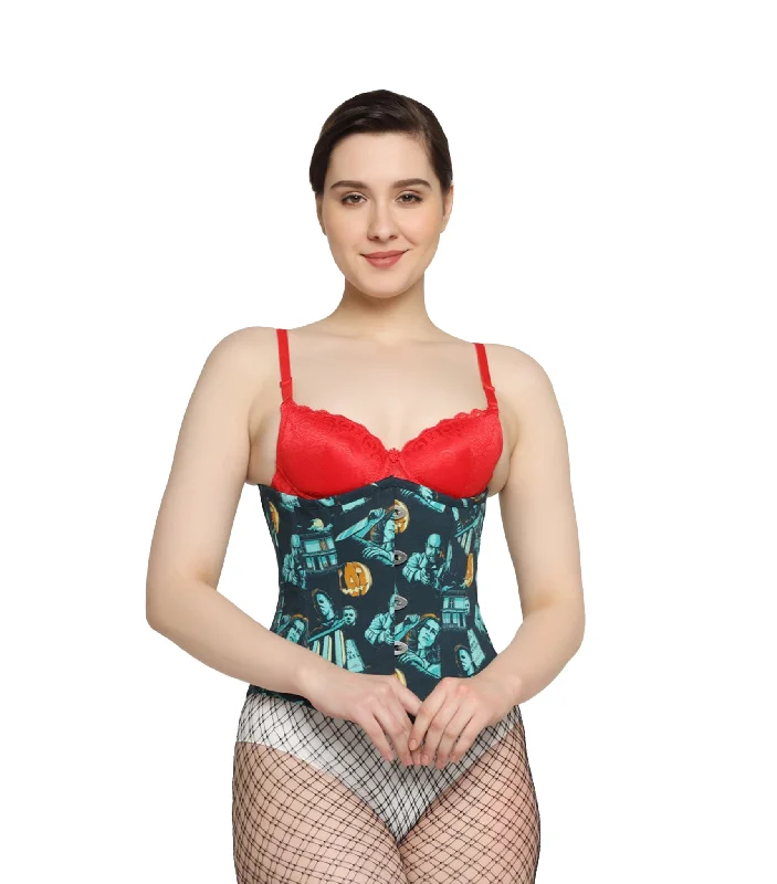 evening wear women bustiers and corsetskillerman printed waist reducing  underbust corset