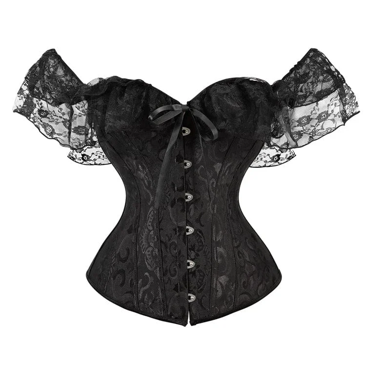 bridal women bustiers and corsetsWomen's Gothic Mesh Sleeved Lace Floral Overbust Corsets