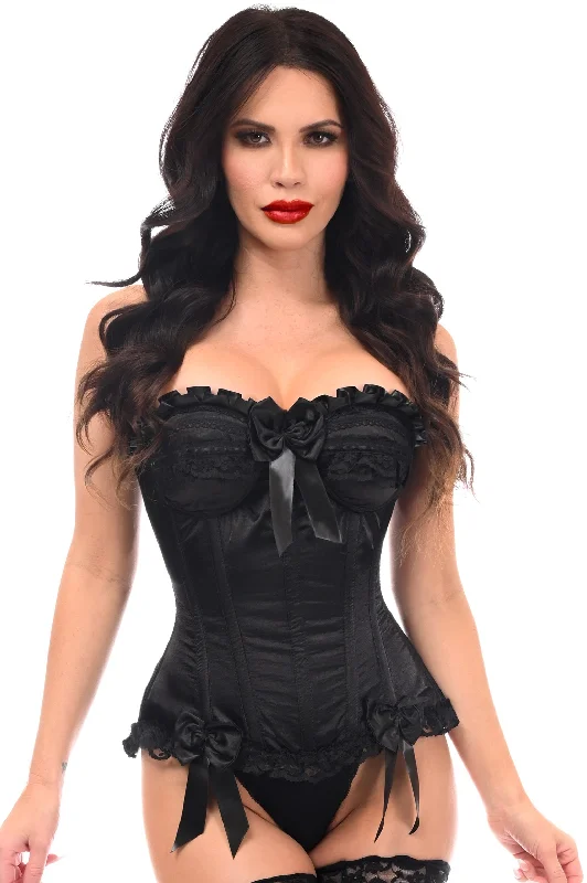 prom women bustiers and corsets dressesTop Drawer Black Satin Steel Boned Overbust Corset