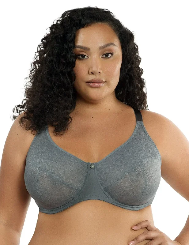 Elegant French Lace Lingerie for Women Parfait Enora 5272 Charcoal Minimizer Bra