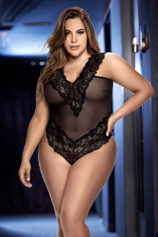 Eco-Friendly Organic Lingerie for Women Plus-Size-Lucky Lace-Up Teddy