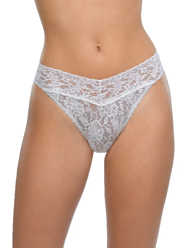 cotton - blend women thongs for breathable everyday wearSignature Lace Original Rise Thong White