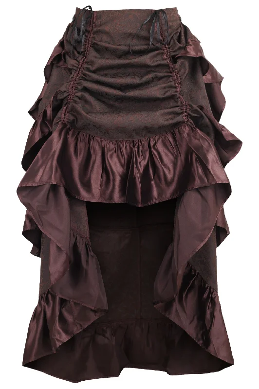 stretchy women bustiers and corsetsBrown Brocade Adjustable High Low Bustle Skirt