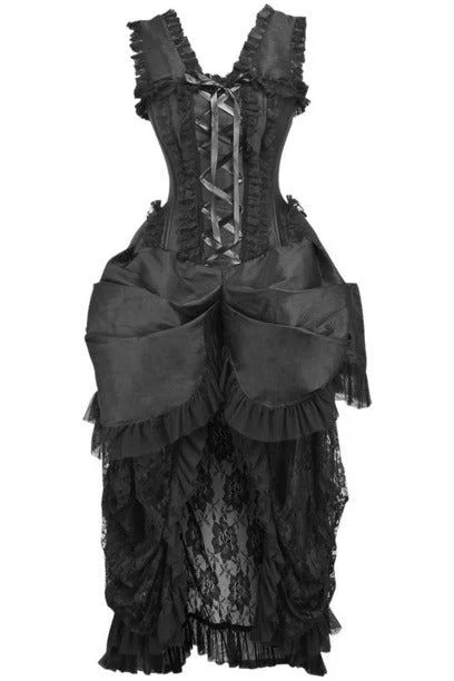 seamless women bustiers and corsets comfortTop Drawer Steel Boned Black Lace Victorian Bustle Corset Dress