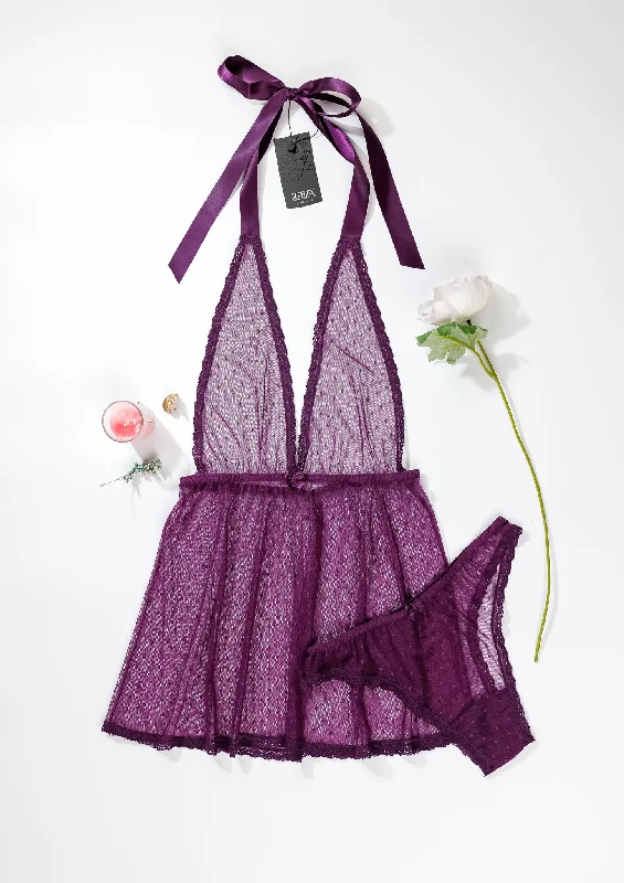 Women's Thermal Lingerie for Cold Weather Stretch Mesh Babydoll