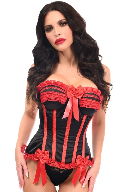 lace detailed women bustiers and corsetsTop Drawer Black/Red Steel Boned Burlesque Corset