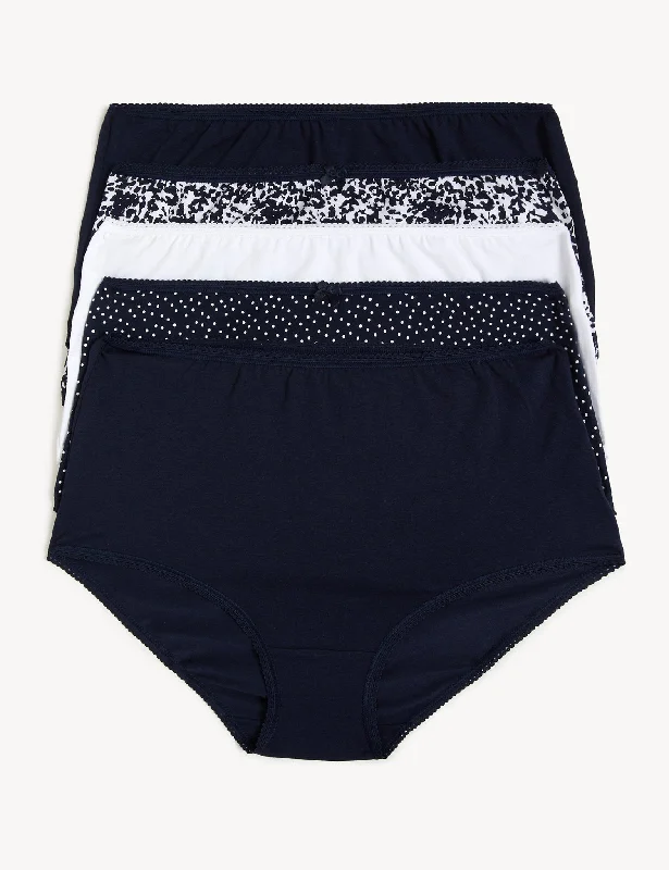 seamless anti - static women briefs for a hassle - free experience5pk Cotton Lycra™ Printed Full Briefs
